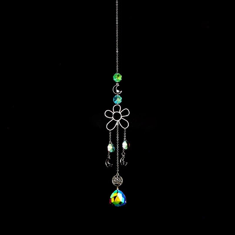 2023 m. naujas Suncatcher Crystal Moon ir saulės pakabukas namų sodo dekoravimo krištolinis ornamentas Rainbow Maker Sun Chaser AB spalva 1 vnt.