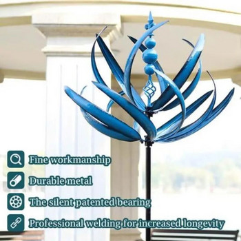 Нов Harlow Wind Spinner Метална вятърна мелница 3D Wind Powered Kinetic Sculpture Lawan Metal Wind Solar Spinsers Двор Градина Декорация