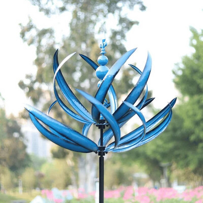 Нов Harlow Wind Spinner Метална вятърна мелница 3D Wind Powered Kinetic Sculpture Lawan Metal Wind Solar Spinsers Двор Градина Декорация