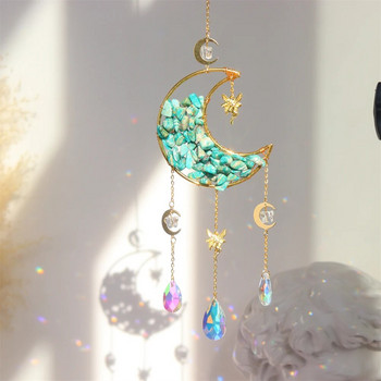 Μεταλλικό Moon Crystal Light Catcher Κοσμήματα Κρεμαστά Rainbow Prism Wind Chime Crystal Sun Catcher Παράθυρο Διακόσμηση εξωτερικού κήπου