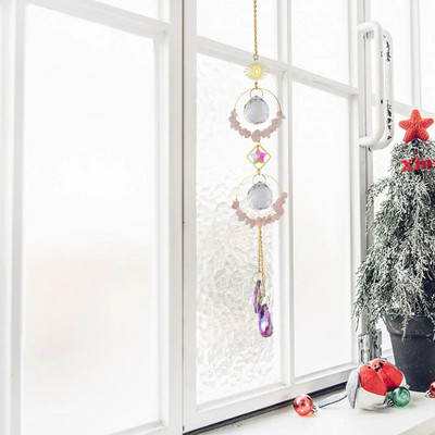 Metaliniai mėnulio krištolo šviesos gaudyklės papuošalai kabantys vaivorykštės prizmės vėjo varpelis krištolinis saulės gaudyklės langas lauko sodo dekoravimas