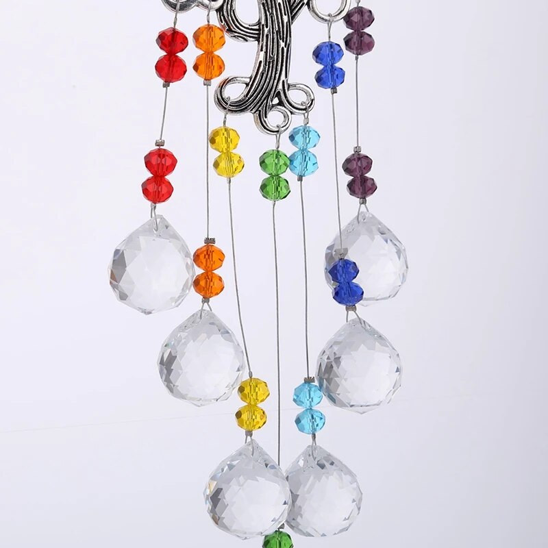 Suncatcher Crystal Dream Catcher Lango vėjo varpeliai Šviesos gaudyklė Vaivorykštės prizmės krištolinis kabantis pakabukas Namų sodo apdaila