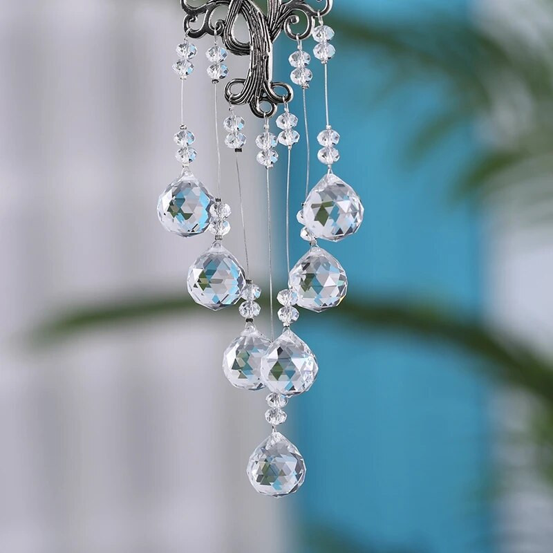 Suncatcher Crystal Dream Catcher Lango vėjo varpeliai Šviesos gaudyklė Vaivorykštės prizmės krištolinis kabantis pakabukas Namų sodo apdaila