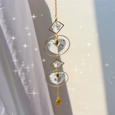 Cristal Suncatcher Sun Moon Light Catcher Pandantive Clopoței de vânt Curcubeu Maker Home Garden Decoration Fereastra Car Charm Ornament