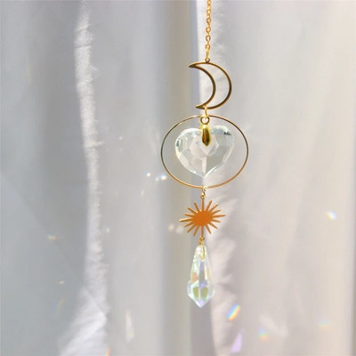 Cristal Suncatcher Sun Moon Light Catcher Pandantive Clopoței de vânt Curcubeu Maker Home Garden Decoration Fereastra Car Charm Ornament