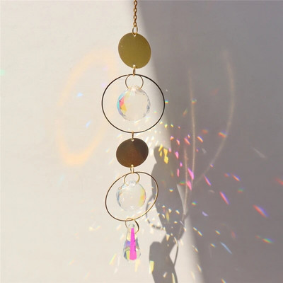 Cristal Suncatcher Sun Moon Light Catcher Pandantive Clopoței de vânt Curcubeu Maker Home Garden Decoration Fereastra Car Charm Ornament