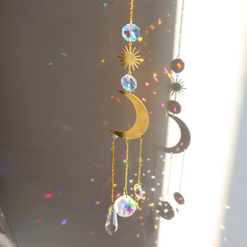 Crystal Suncatcher Sun Moon Stars Prism Beads Rainbow Balls Tear Drops Sun Catcher за градинска декорация Висящи прозорци Висулка