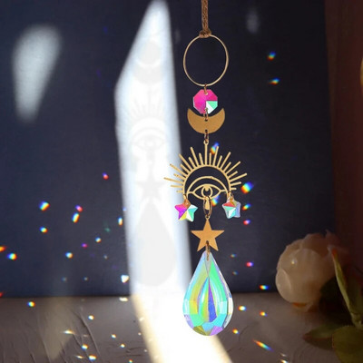 Suncatcher Crystal Rainbow Chaser Wind Chimes Moon Sun Catcher Staklena prizma Dekoracija vanjskih prozora Kućni vrt Automobilski privjesci