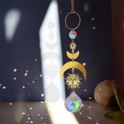 Suncatcher Crystal Rainbow Chaser Wind Chimes Moon Sun Catcher Staklena prizma Dekoracija vanjskih prozora Kućni vrt Automobilski privjesci