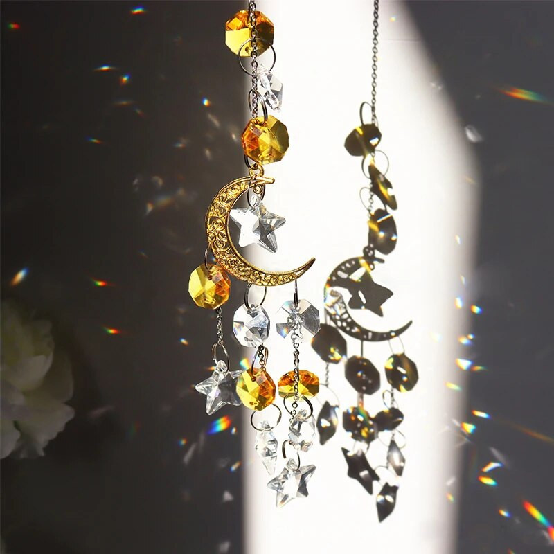 Suncatcher Crystal Rainbow Chaser Wind Chimes Moon Sun Catcher Staklena prizma Dekoracija vanjskih prozora Kućni vrt Automobilski privjesci