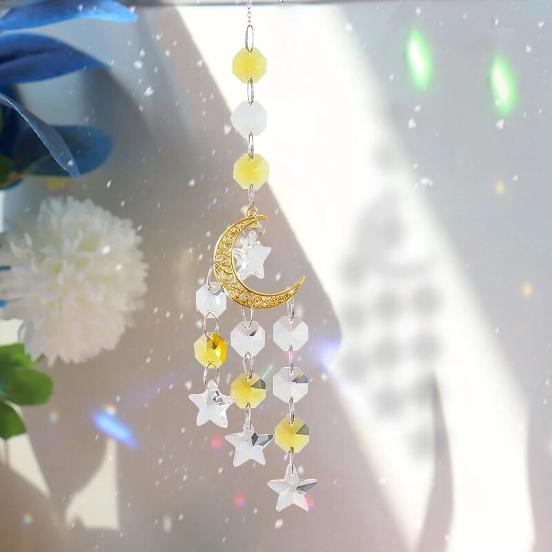 Suncatcher Crystal Rainbow Chaser Wind Chimes Moon Sun Catcher Staklena prizma Dekoracija vanjskih prozora Kućni vrt Automobilski privjesci