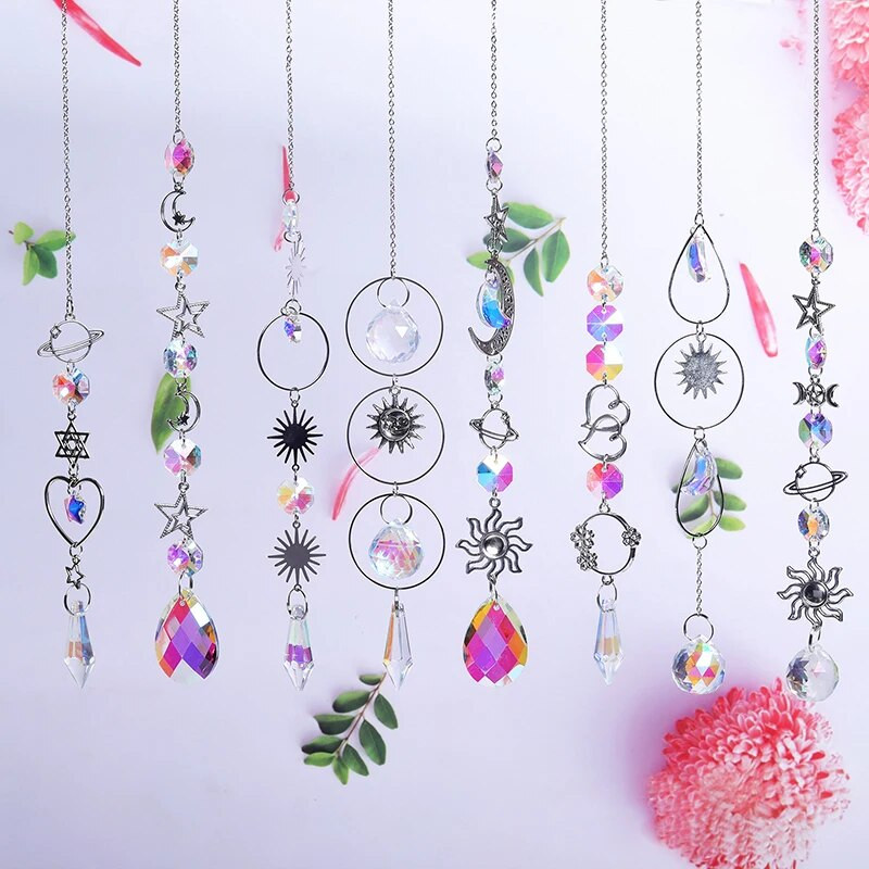 Suncatcher Crystal Rainbow Chaser Wind Chimes Moon Sun Catcher Staklena prizma Dekoracija vanjskih prozora Kućni vrt Automobilski privjesci