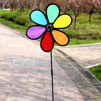Декорация Вятърна мелница Спинъри Цветни цветни въртящи се колела Преносима вятърна мелница Орнамент Плат Детска играчка за градина Външна морава Двор