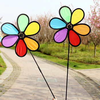 Διακόσμηση Windmill Spinners Πολύχρωμα Flower Pinwheels Φορητά Στολίδι Ανεμόμυλος Πανί Παιδικό Παιχνίδι για Κήπο Υπαίθρια αυλή γκαζόν