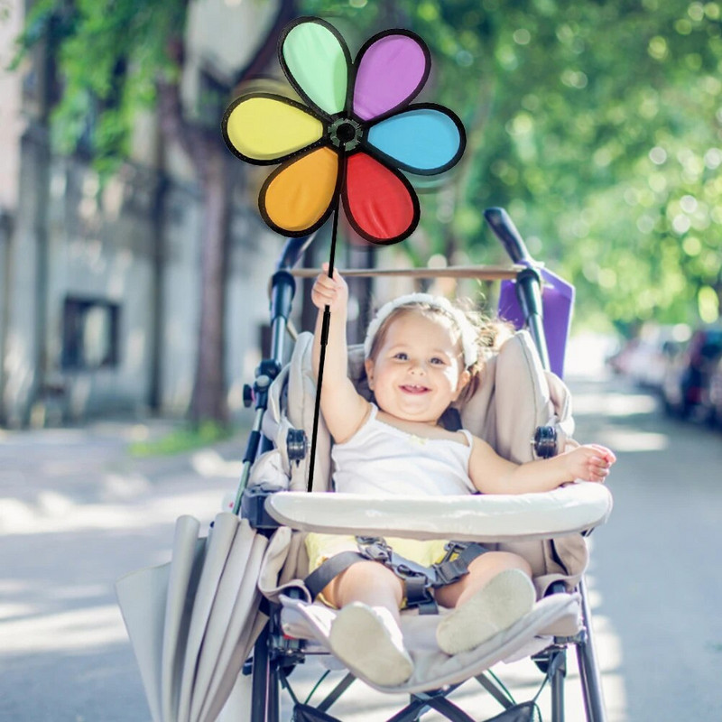 Dekoratyviniai vėjo malūno suktukai Spalvingi gėlių žiedai Nešiojami vėjo malūnai Ornamentiniai audiniai Vaikų žaislas sodo lauko vejos kiemui