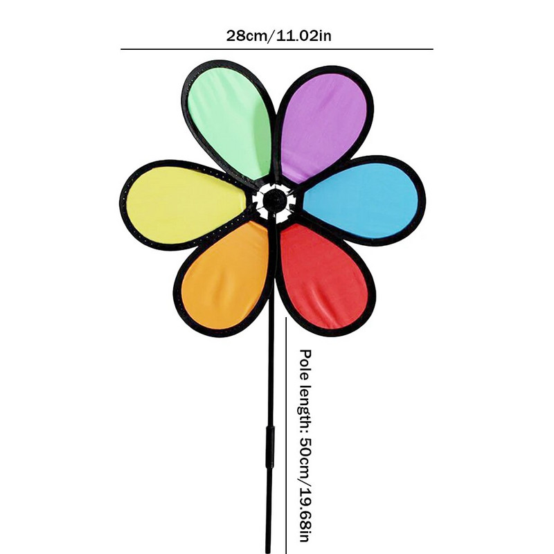 Dekoratyviniai vėjo malūno suktukai Spalvingi gėlių žiedai Nešiojami vėjo malūnai Ornamentiniai audiniai Vaikų žaislas sodo lauko vejos kiemui