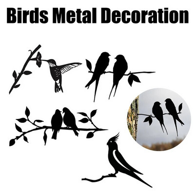 Naujausias! Papūgos metalo plieno skulptūros apdaila Meilės paukščio metalo apdaila Augalų sodo apdaila Namų kraštovaizdžio apdaila