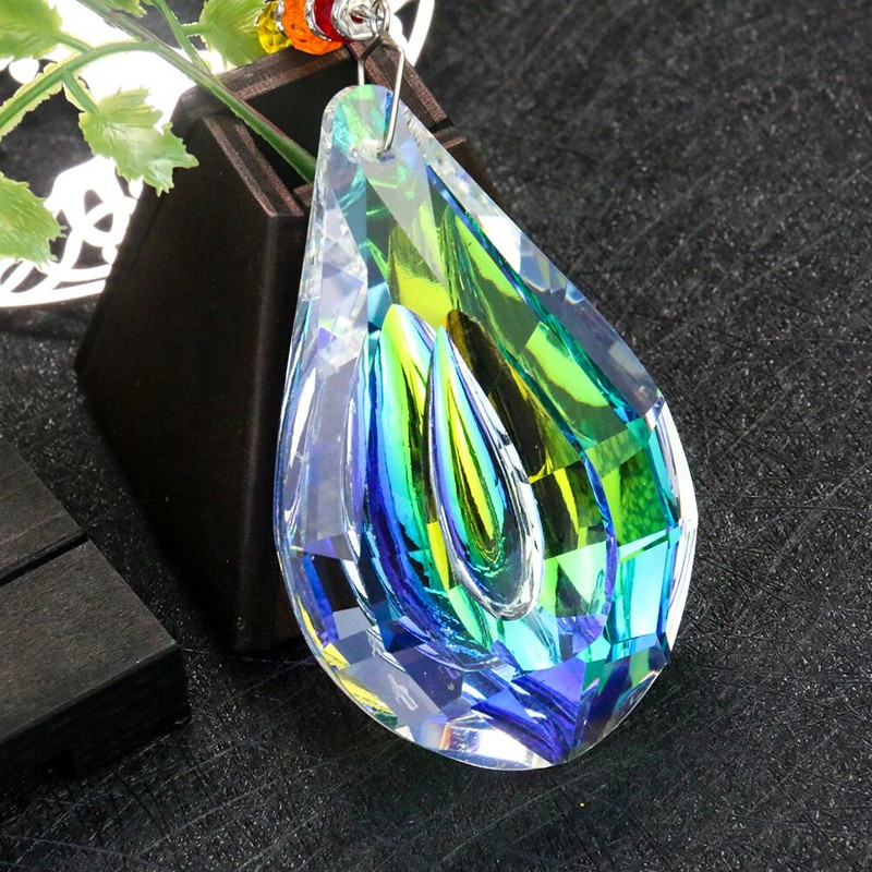 Chakra Gyvybės medis Saulės gaudyklė Krištolinė prizmė Rankų darbo krištolinio lašo briaunotas lango menas kabantis pakabukas namų sodo dekoravimui