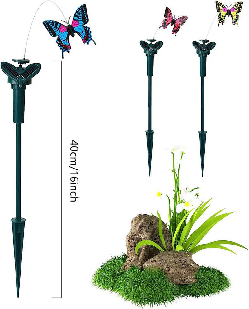 Saulės drugelio kolibrio sodo dekoravimo modeliavimas, skraidantis paukštis, šokantis plazdantis sodo dekoras Ornamentas lauko kiemas