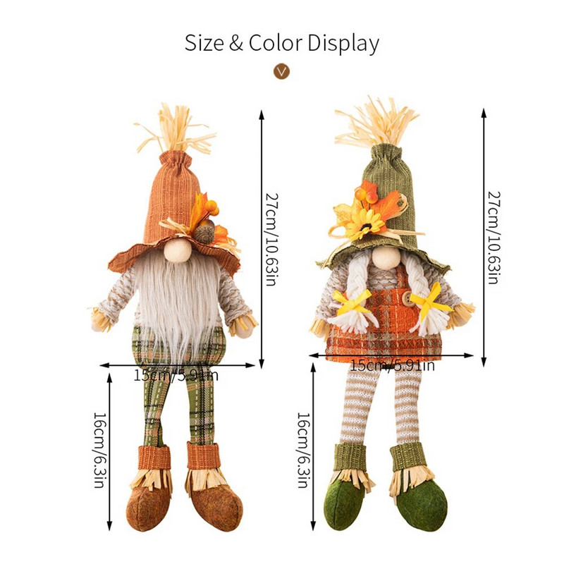 Helovino nykštukas elfų rudens papuošimai pliušiniai elfų lėlės Helovino nykštukai lėlės Moliūgai saulėgrąžos Kalėdų dovanos Padėkos dienos dekoras