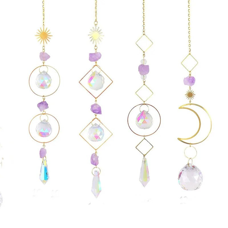 Suncatcher agățat Crystal Moon Suncatchers Pandantive Clopoței de vânt Curcubeu Prismă Ornament pentru fereastră Pomul de Crăciun Decor acasă