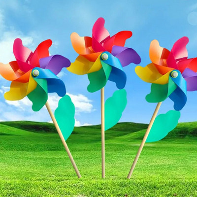 DIY Peluză Lemn Băț Ornamente Copii Jucărie Grădină Decor Moara de vânt Wind Spinner