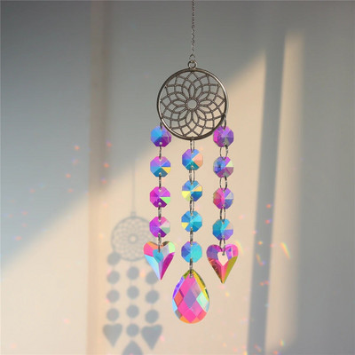 Crystal Wind Chime Päikesepüüdjad Ornament Täht Kuu Ripats Akna Rippkardin Tuulekell vikerkaare jälitaja Koduaia sisekujundus