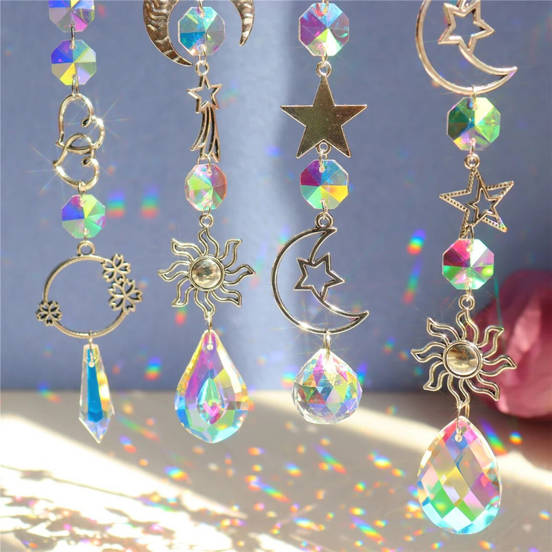 Kristalno zvono vjetra Hvatači sunca Ornament Zvjezdica Mjesec Privjesak Prozor Viseća zavjesa Zvono vjetra Rainbow Chaser Dekoracija kućnog vrta