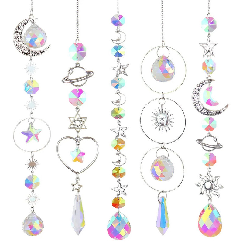 Kristalno zvono vjetra Hvatači sunca Ornament Zvjezdica Mjesec Privjesak Prozor Viseća zavjesa Zvono vjetra Rainbow Chaser Dekoracija kućnog vrta
