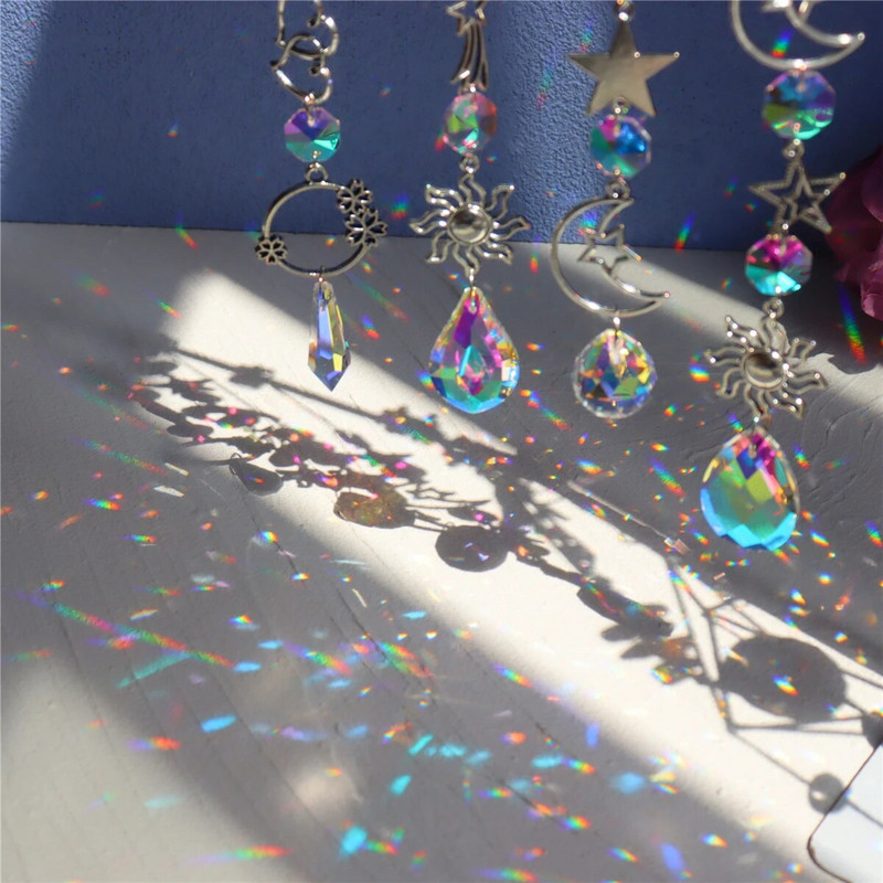 Kristalno zvono vjetra Hvatači sunca Ornament Zvjezdica Mjesec Privjesak Prozor Viseća zavjesa Zvono vjetra Rainbow Chaser Dekoracija kućnog vrta