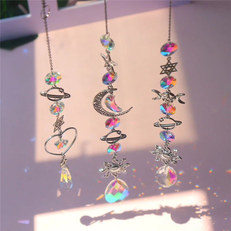Kristalno zvono vjetra Hvatači sunca Ornament Zvjezdica Mjesec Privjesak Prozor Viseća zavjesa Zvono vjetra Rainbow Chaser Dekoracija kućnog vrta