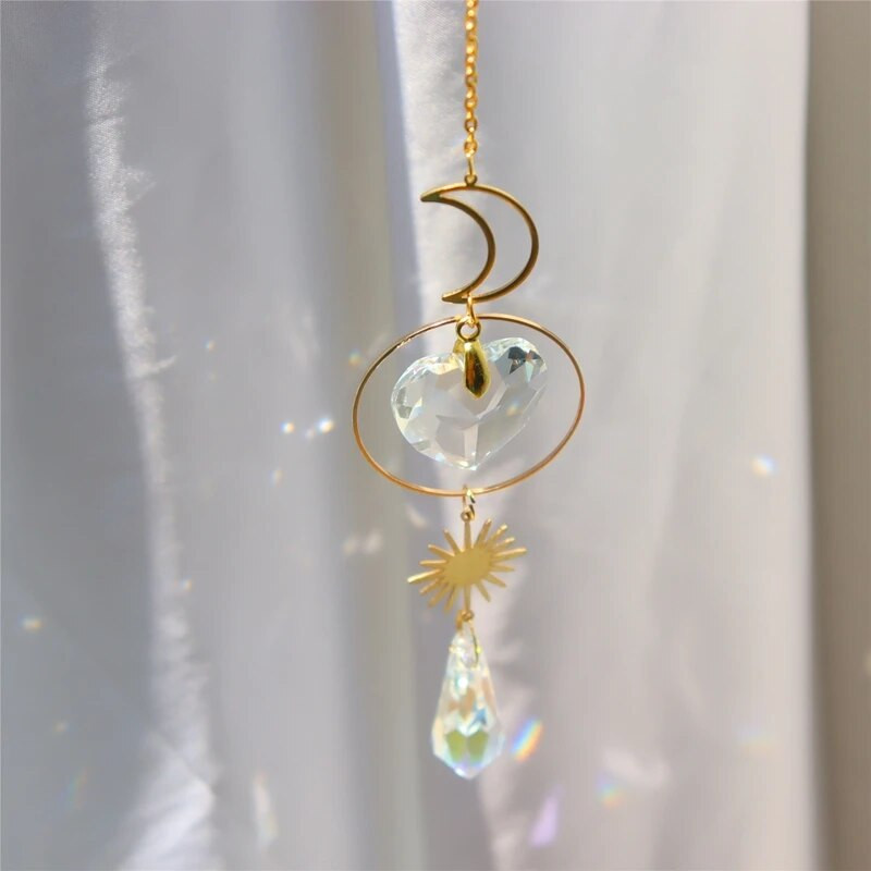 Kristalni hvatač sunca Sunce i mjesec Hvatač svjetla zvijezda Viseći privjesak Dugina prizma školjka Ornament Sunčanica Prozor na terasi Vjetar zvona