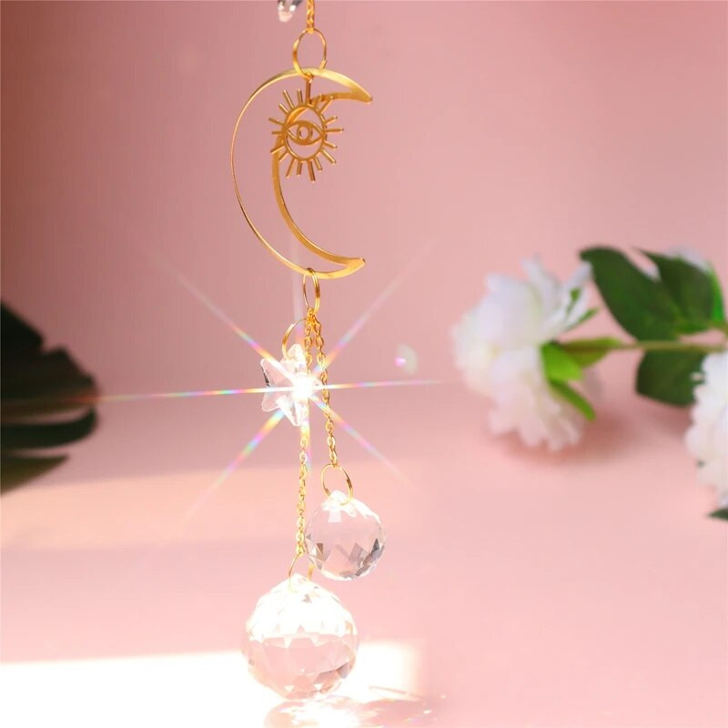 Kristalni hvatač sunca Sunce i mjesec Hvatač svjetla zvijezda Viseći privjesak Dugina prizma školjka Ornament Sunčanica Prozor na terasi Vjetar zvona