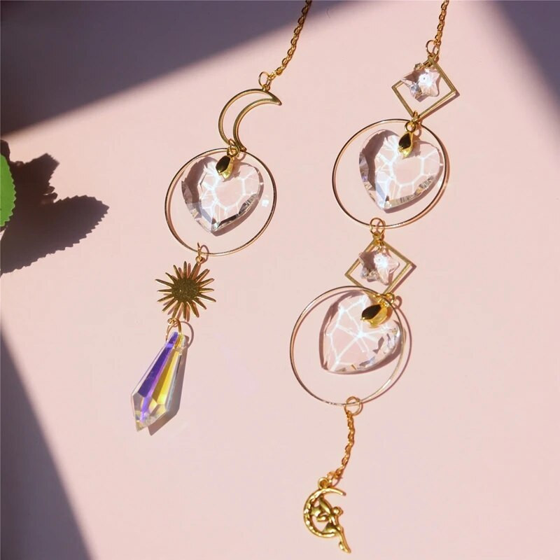 Kristalni hvatač sunca Sunce i mjesec Hvatač svjetla zvijezda Viseći privjesak Dugina prizma školjka Ornament Sunčanica Prozor na terasi Vjetar zvona