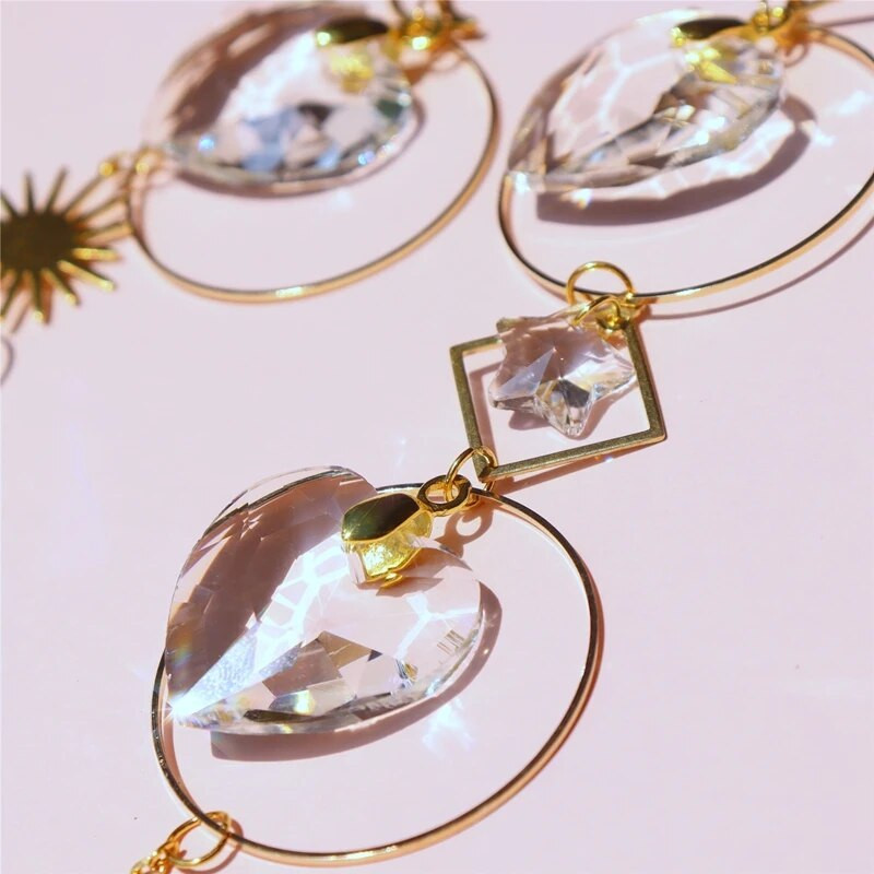 Kristalni hvatač sunca Sunce i mjesec Hvatač svjetla zvijezda Viseći privjesak Dugina prizma školjka Ornament Sunčanica Prozor na terasi Vjetar zvona