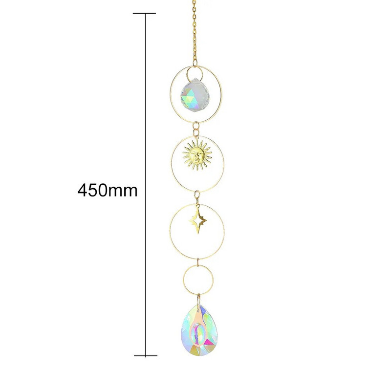 Crystal Prism Wind Chimes Creative Chic Metal Curcubeu Light Catcher Lotus Fluture Luna Rechizite pentru fereastră pentru cadouri pentru prieteni de familie