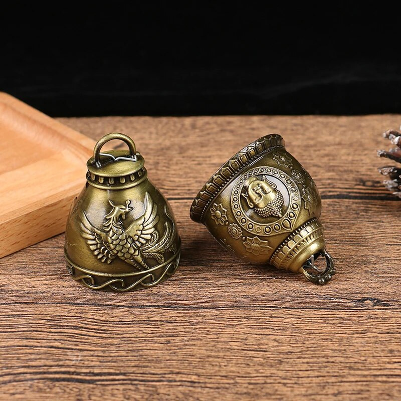 1 vnt. lydinio senovinis varpas, skirtas sėkmei Lucky Blessing Feng shui vėjo varpelis Budos statulos raštas varpas namų automobilio pakabinamas dekoras
