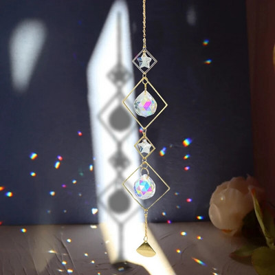 Crystal Suncatcher Dream Catcher Vitraji Rainbow Maker Chakra Wind Chimes Viseći kristali Božićni ukras za dom i vrt