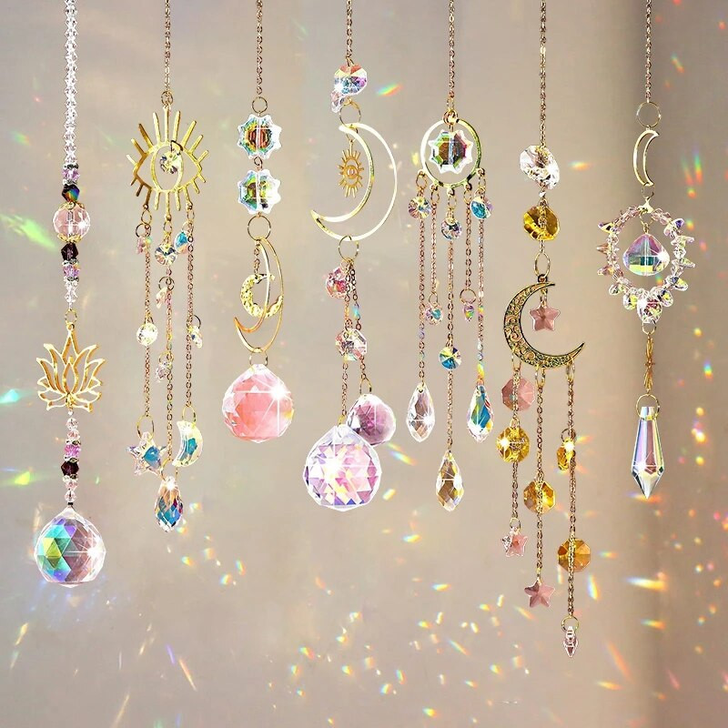 Crystal Suncatcher Dream Catcher Vitraji Rainbow Maker Chakra Wind Chimes Viseći kristali Božićni ukras za dom i vrt
