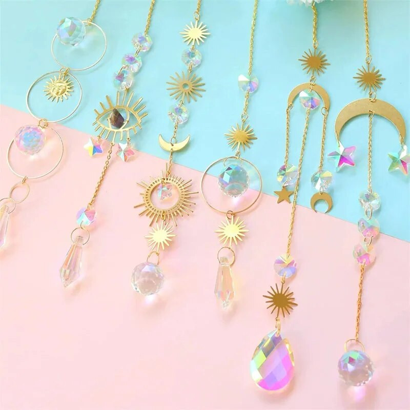 Crystal Suncatcher Dream Catcher Vitraji Rainbow Maker Chakra Wind Chimes Viseći kristali Božićni ukras za dom i vrt