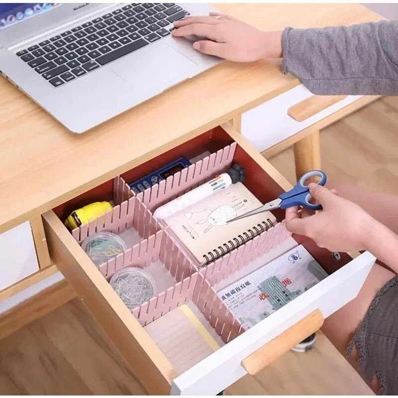 4 τμχ Ρυθμιζόμενο συρτάρι διαχωριστικό DIY Πλαστικό συρτάρι διαχωριστικό Ντουλάπα Συρτάρια Πλέγμα Εσώρουχα οικιακής χρήσης Κάλτσες Οργανωτή αποθήκευσης