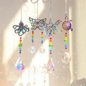 Catcher de soare din cristal metalic, fluture, caracatiță, broască țestoasă, curcubeu, agățat, clopoțel de vânt, pandantiv pentru fereastră, decorare pentru grădină în aer liber