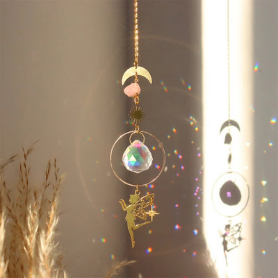 Catcher de soare din cristal metalic, fluture, caracatiță, broască țestoasă, curcubeu, agățat, clopoțel de vânt, pandantiv pentru fereastră, decorare pentru grădină în aer liber