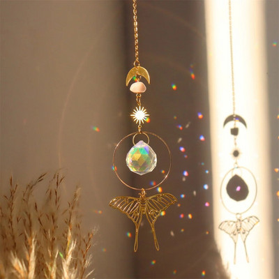 Catcher de soare din cristal metalic, fluture, caracatiță, broască țestoasă, curcubeu, agățat, clopoțel de vânt, pandantiv pentru fereastră, decorare pentru grădină în aer liber