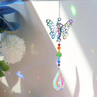Catcher de soare din cristal metalic, fluture, caracatiță, broască țestoasă, curcubeu, agățat, clopoțel de vânt, pandantiv pentru fereastră, decorare pentru grădină în aer liber