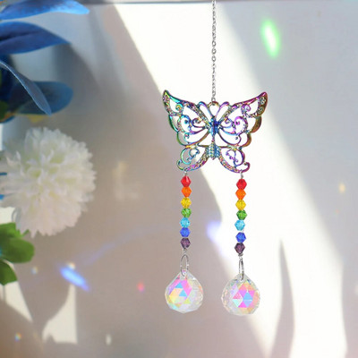 Catcher de soare din cristal metalic, fluture, caracatiță, broască țestoasă, curcubeu, agățat, clopoțel de vânt, pandantiv pentru fereastră, decorare pentru grădină în aer liber