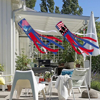 American Flag Embroidered Stars Stripes Windsock Color Printing USA 4th July Patriotic Weather Vane Garden Decoration Outdoor