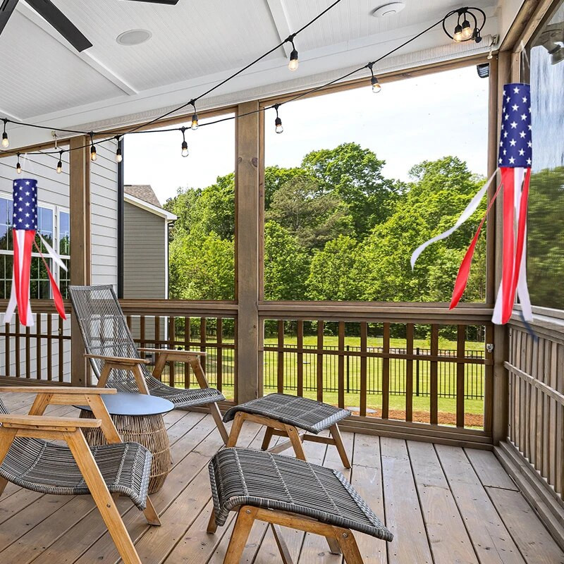 Amerikai zászló hímzett csillagok csíkok szélzsák színes nyomtatás USA július 4. hazafias szélkakas kert kültéri dekoráció