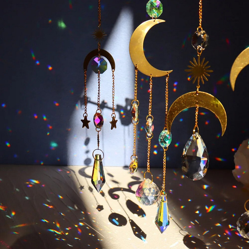 Krištoliniai vėjo varpeliai Saulės gaudyklės Deimantiniai kabantys vaivorykštės gaudyklės sodo langai vestuvių užuolaidos sietynai namų dekoravimui vėjo varpelis