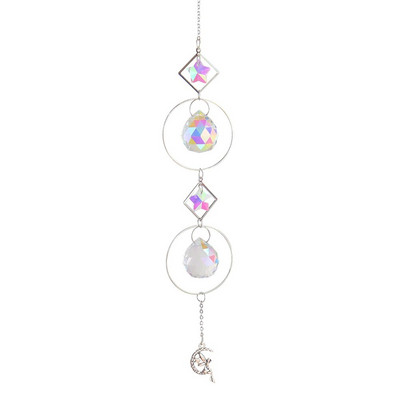 Aura Cristal Moonphase Suncatcher Fereastra Light Catcher Prism Celestial Rainbow Maker Soare, Lună și Stele Witchy Gift Home Decor